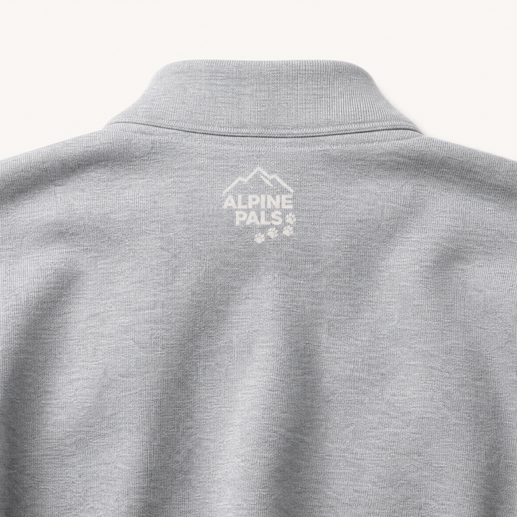 Sport gray sweater with 'Alpine Pals' logo on the chest against a white background