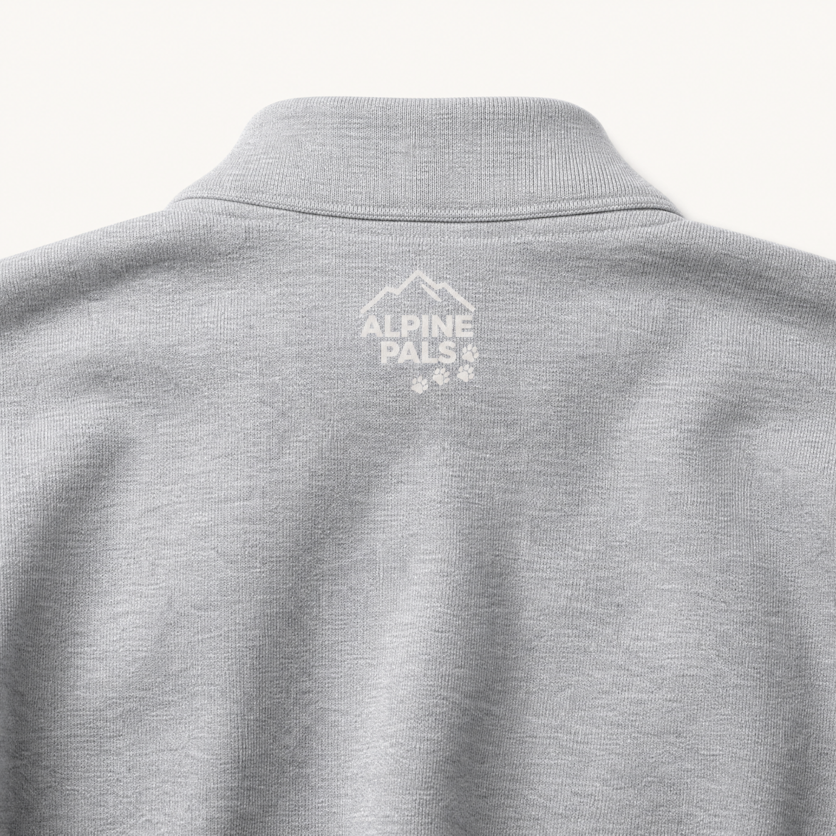 Sport gray sweater with 'Alpine Pals' logo on the chest against a white background