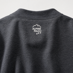 Dark heather gray sweatshirt with 'Alpine Pals' logo on a light gray background