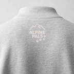 Ash gray shirt with 'Alpine Pals' logo on a light gray background