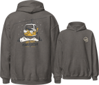 Charcoal gray hoodie with a ski lift graphic on the back and logo on the front, on a white background.