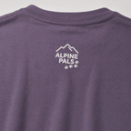 Purple shirt with 'Alpine Pals' logo on a light gray background