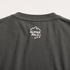 Pepper gray t-shirt with 'Alpine Pals' logo on a light gray background