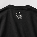 Black shirt with 'Alpine Pals' logo on a light gray background