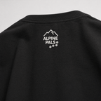 Black shirt with 'Alpine Pals' logo on a light gray background