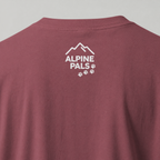 Brick red shirt with 'Alpine Pals' logo on a plain background