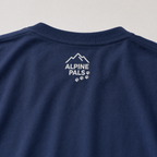 Navy blue shirt with 'Alpine Pals' logo on a light gray background