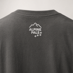 Pepper gray t-shirt with 'Alpine Pals' logo on a white background