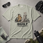 Bay green t-shirt with beaver graphic and 'Built Different' text.