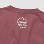 Brick color shirt with 'Alpine Pals' logo on a light gray background