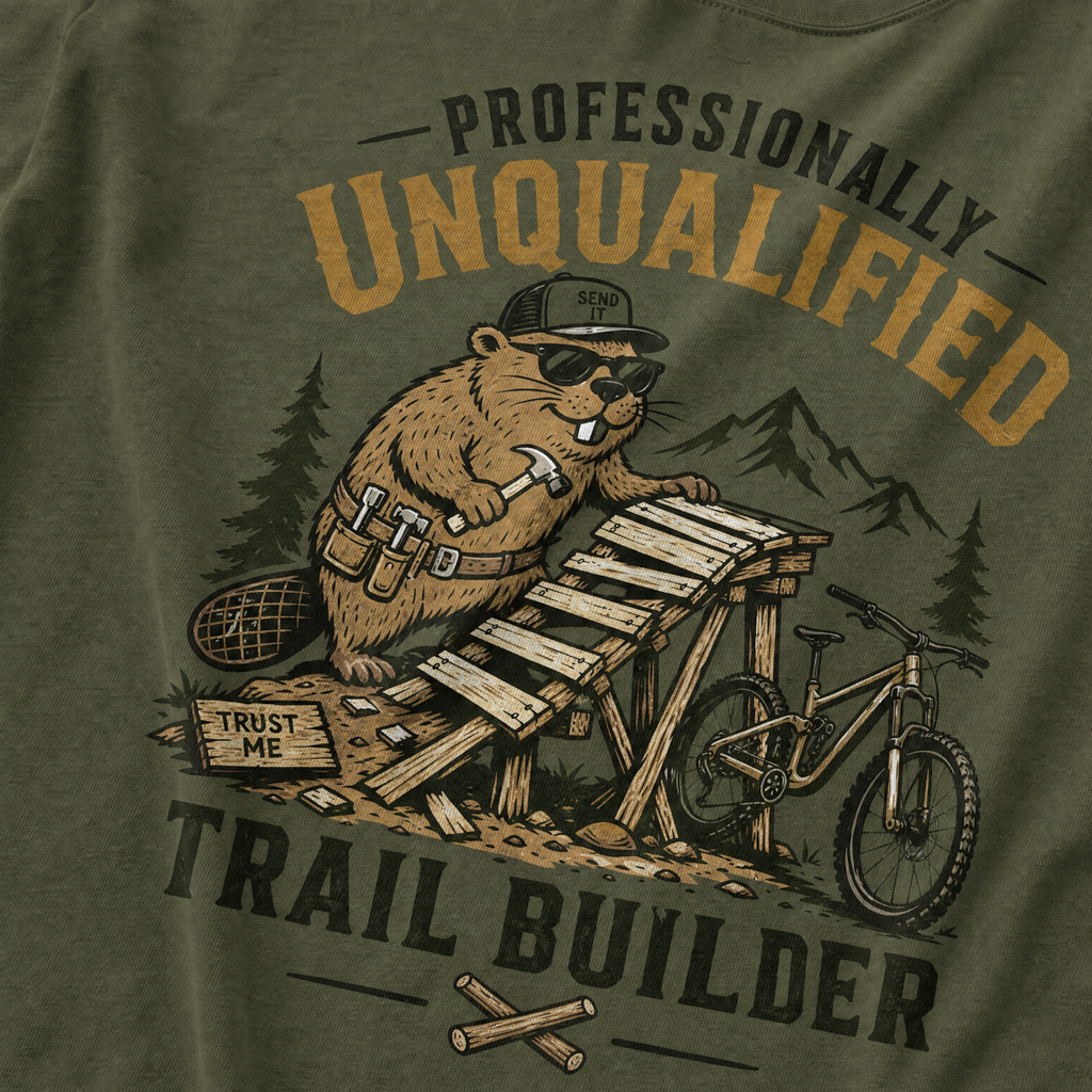 T-shirt with a beaver graphic and text on a green background