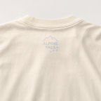 Beige sweatshirt with 'Alpine Pals' logo on a light gray background