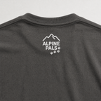 Dark gray shirt with 'Alpine Pals' logo on a light gray background