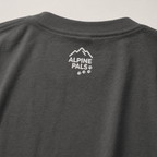 Pepper gray t-shirt with 'Alpine Pals' logo on a light gray background