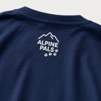 Navy blue shirt with 'Alpine Pals' logo on a white background