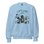 Light blue sweatshirt with bear graphic and 'Lift Line Legends' text on a white background