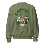 Military green sweatshirt with 'Apres Ski Social Club' graphic