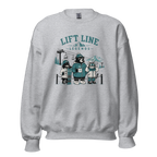 Sport grey sweatshirt with bear graphic and 'Lift Line Legends' text on a white background
