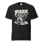 Black t-shirt with 'Park Rat' graphic design featuring a person on a snowboard.