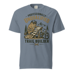 Gray t-shirt with graphic design of a beaver and text on a white background
