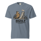 Blue jean colored t-shirt with a beaver graphic and 'Built Different' text.